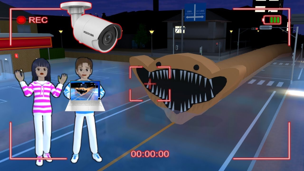 CCTV merekam penampakan MONSTER CACING TITAN . #dramasakura #sakuraschoolsimulator 