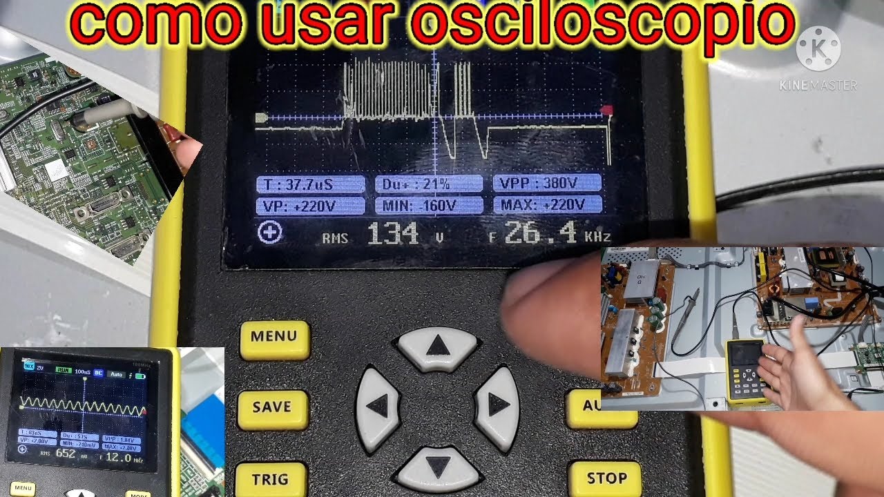 como usar osciloscópio parte 1, fnirsi 5012h mini osciloscopio medidas  na placa da tv