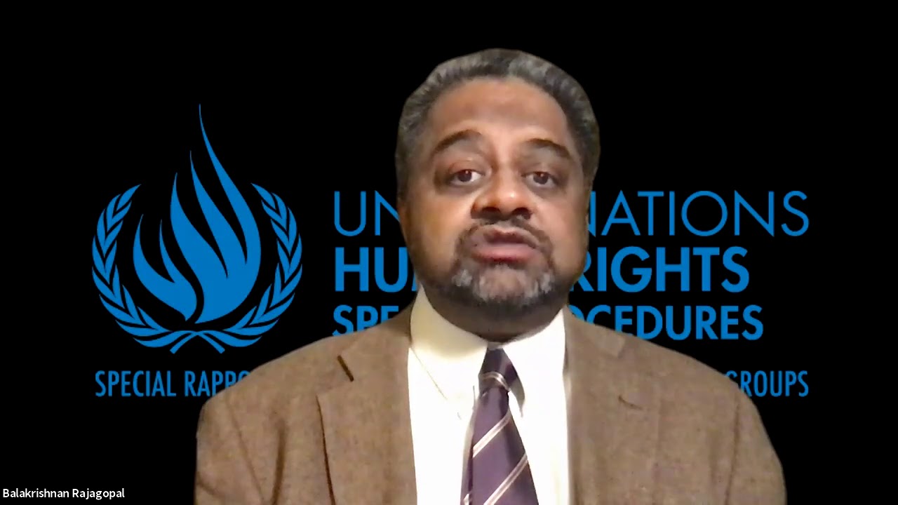UN Special Rapporteur Prof. Balakrishnan Rajagopal on World Habitat Day