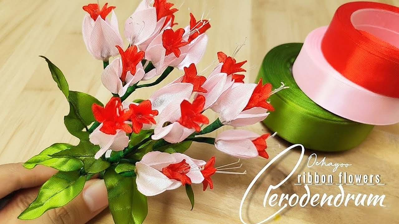 Как сделать цветок из клеродендрума своими руками, как сделать цветок из атласной ленты