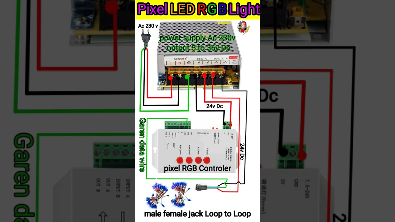 RGB pixel LED light controler connection || आरजीबी लाइट का कनेक्शन कैसे करें#shorts #RGB