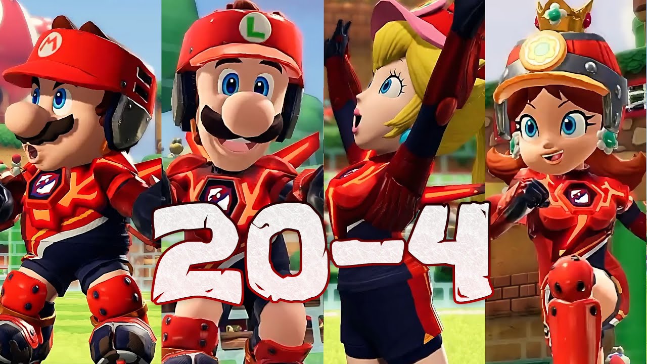 Mario Strikers Battle League Mario Luigi Peach and Daisy Gameplay Rockets