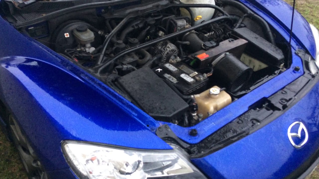 Mazda rx8 r3 Air intake system K&N Typhoon sound and flames on stock exhaust with CAT