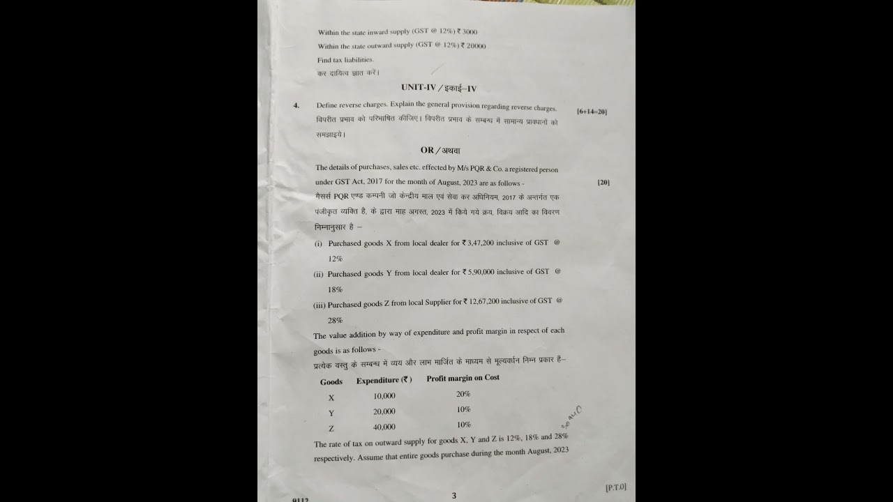 GST Paper 2024 for B.Com  & M.Com