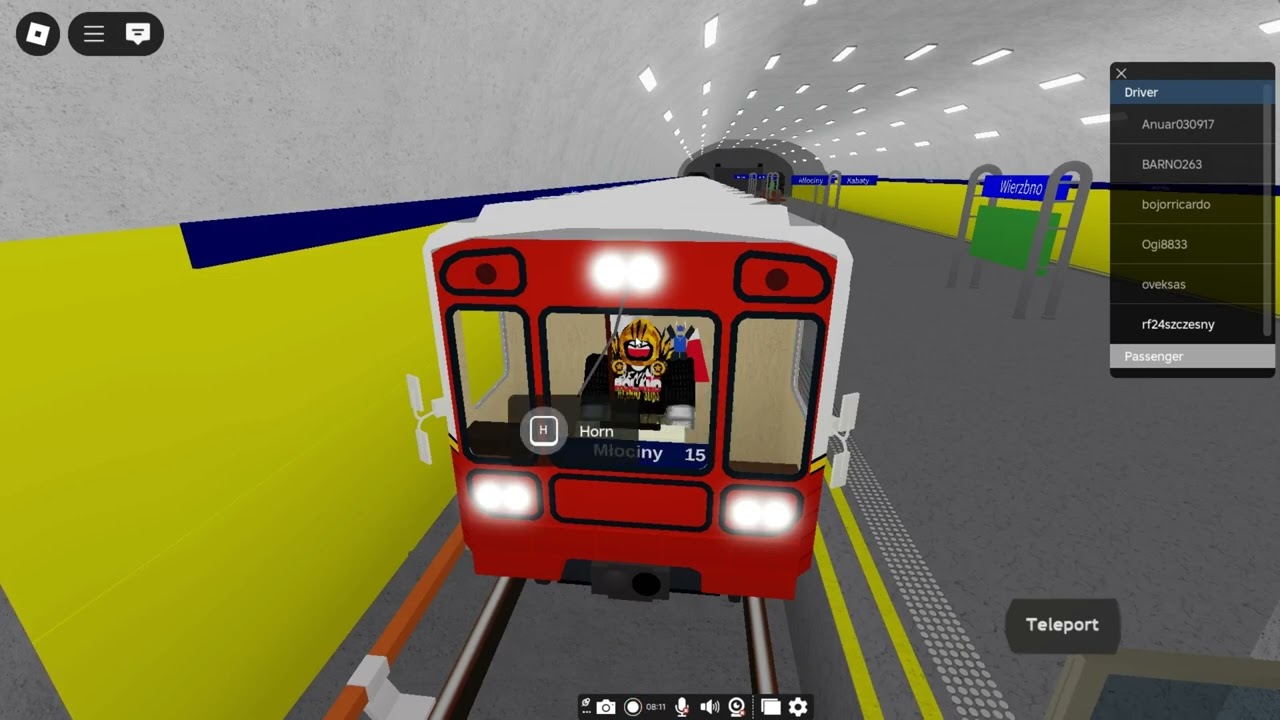 Trip with the whole M1 Metro line from Kabaty to Młociny. *Game name: Warsaw Metro Roblox*