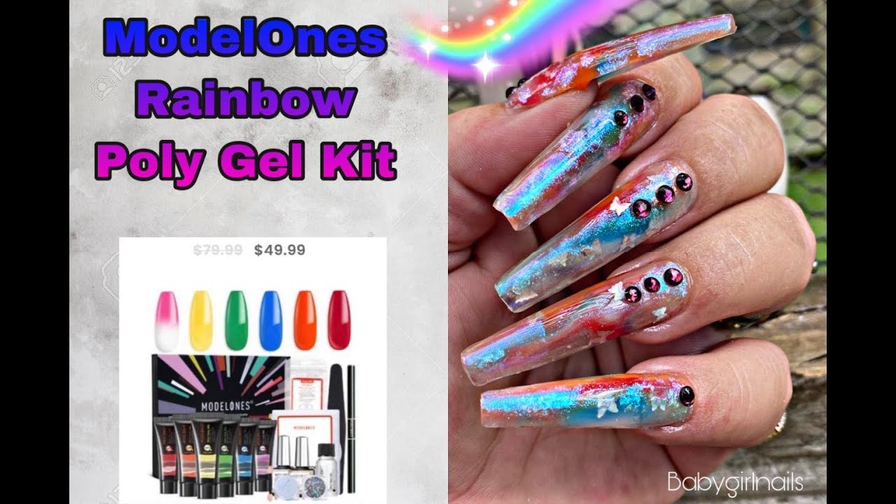 ModelOnes Rainbow Poly Gel Kit & Enail Couture XXL Coffin Nails!