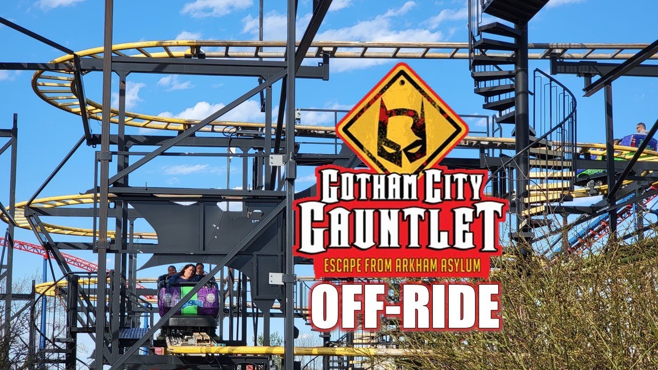 Gotham City Gauntlet Off-Ride Footage, Six Flags New England Wild Mouse Coaster | Non-Copyright