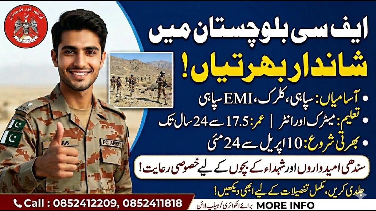 Frontier Corps Balochistan South Jobs 2026 | Batch 77 Recruitment (Full Details)