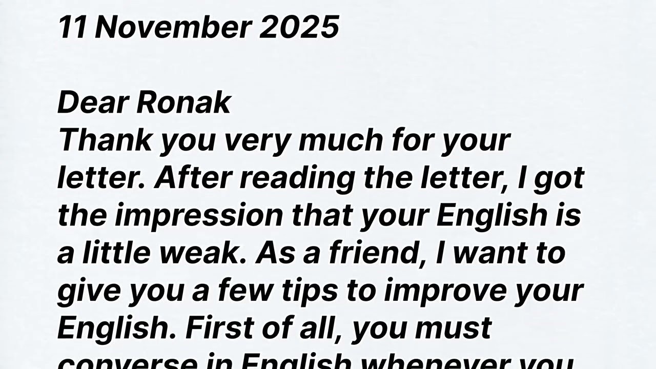 A Friendly Letter Giving Tips to Improve English। LetterWriting। English Grammer। Improve English।