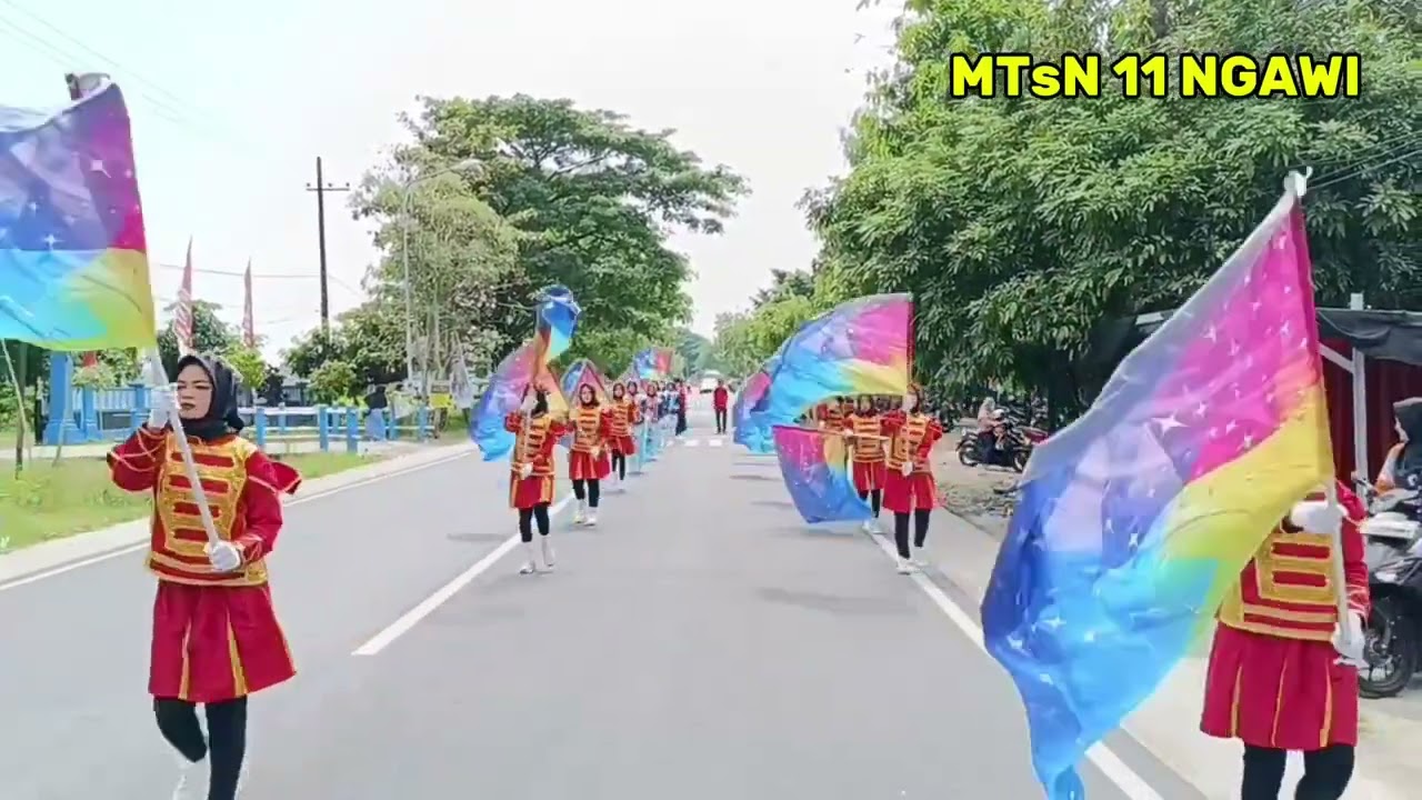 Satuan Drum Band  GITA TSANELEVEN - MTsN 11 NGAWI Tahun 2025. Alamat: Bendo, Tempuran, Paron