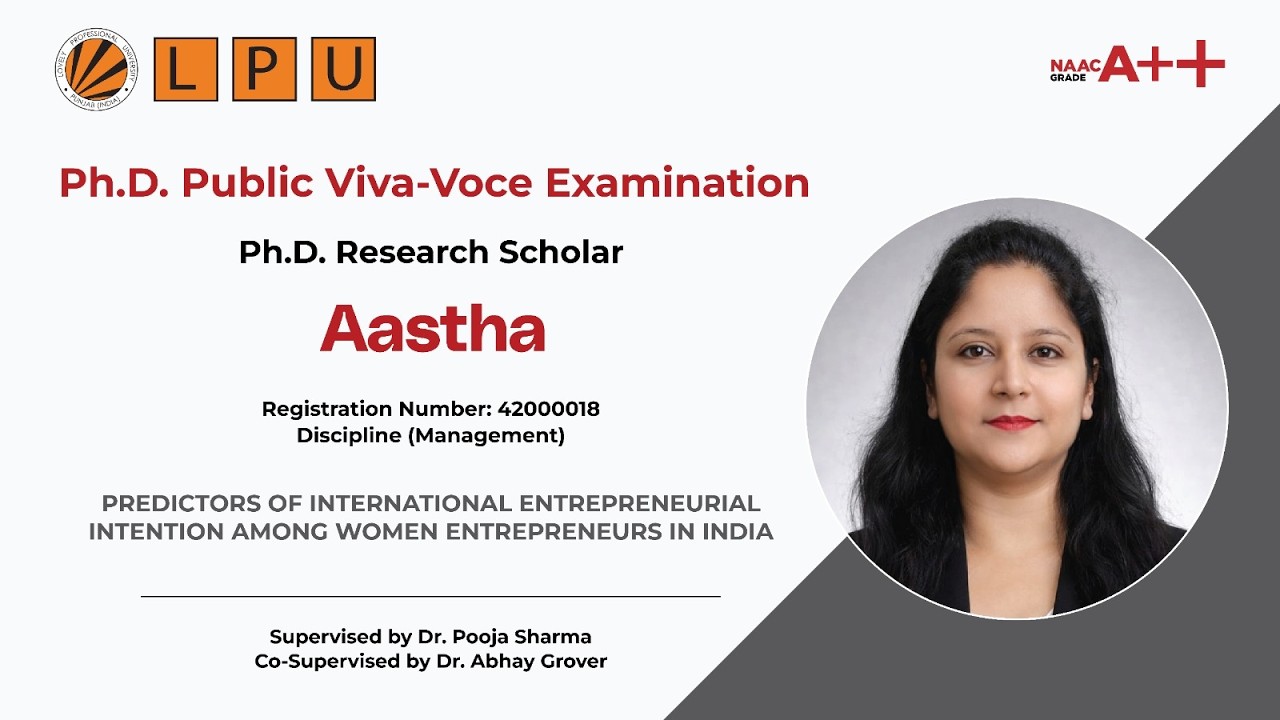 Ph.D. Viva Voce of Aastha, discipline of Management