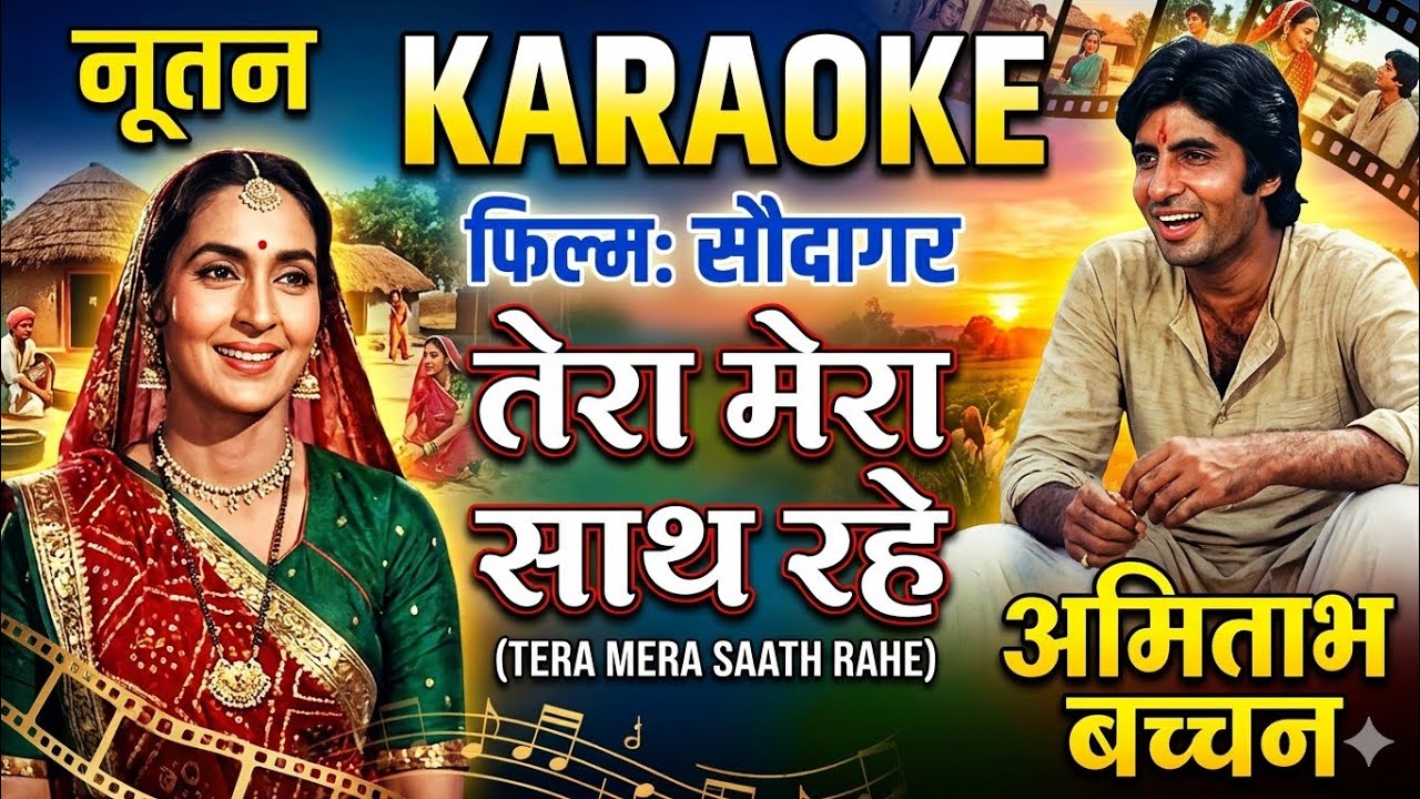 Tera Mera Sath Rahe, | Karaoke | Saudagar | 4K Track | #song #trending #karaoke
