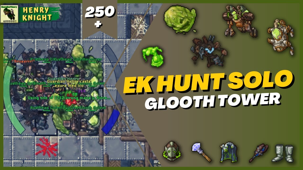 TIBIA: EK HUNT SOLO #34 (GLOOTH TOWER) - RATHLETON SLUM