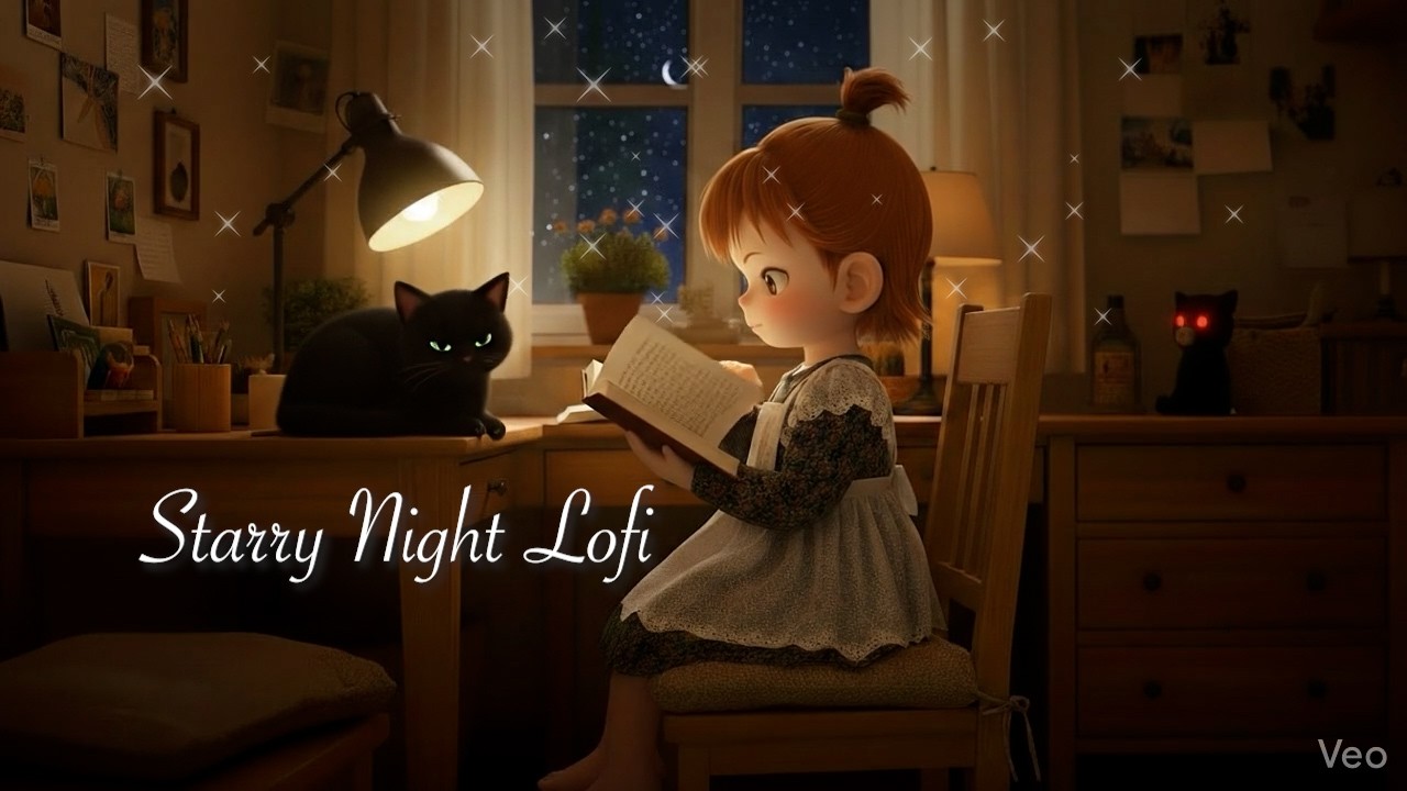 Starry Night Lofi 🌙 Cozy Room for Study, Reading & Relax
