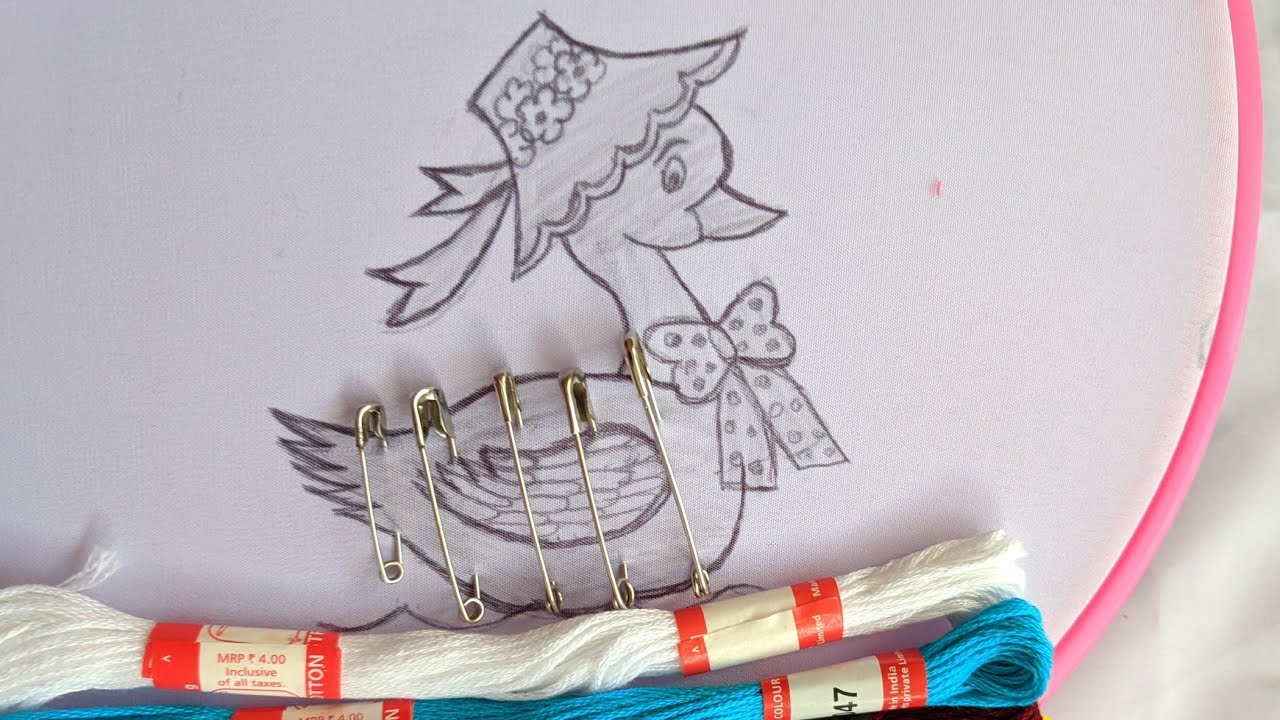 Amazing Hand Embroidery Bird 🐦 Design trick with sefaty pin .3d Hand Embroidery Duck design idea