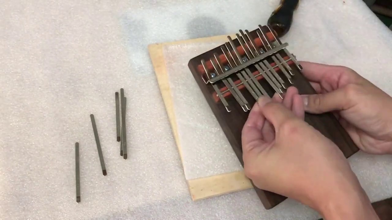 Modern kalimba/mbira production process, make wooden musical instrument