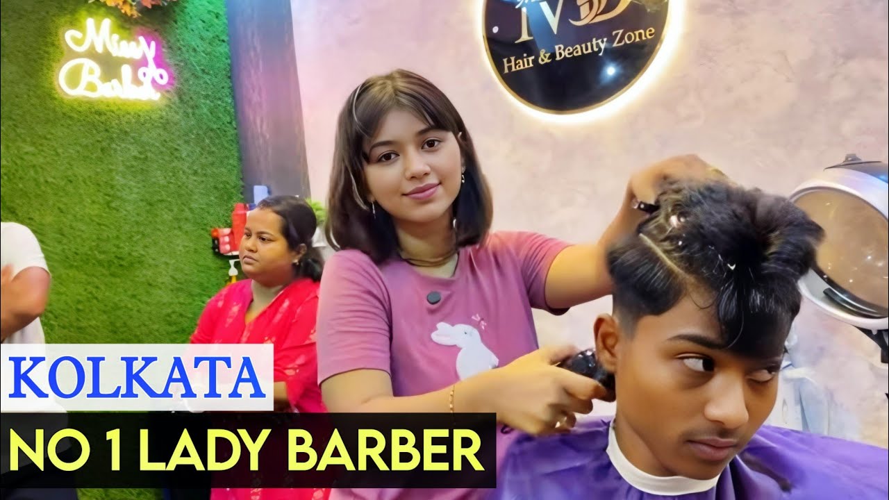 KOLKATA BEST FEMALE BARBER || SCHOOL BOY HAIRCUT BY GIRL BARBER || MISS BARBER