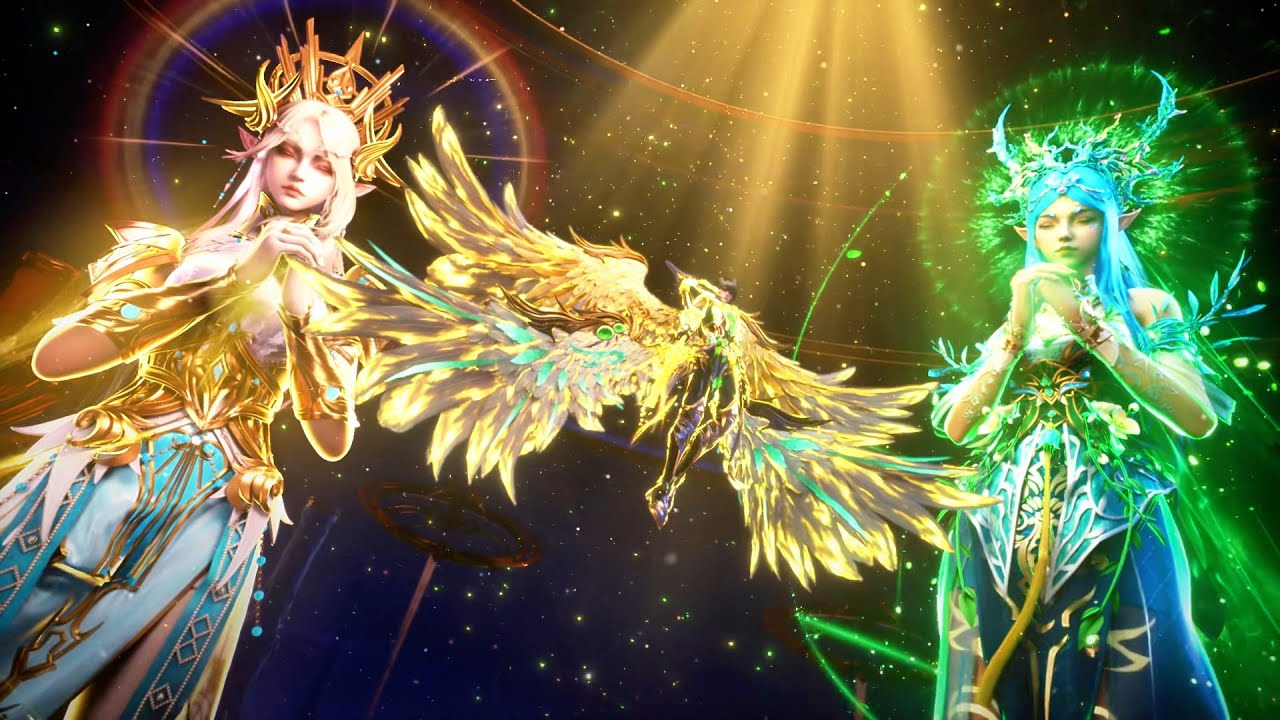 🔥🌀绝美双神降临，龙皓晨融合自然女神与光明女神！执光明神剑神罚亵渎神明之阿宝！【神印王座 Throne of Seal】