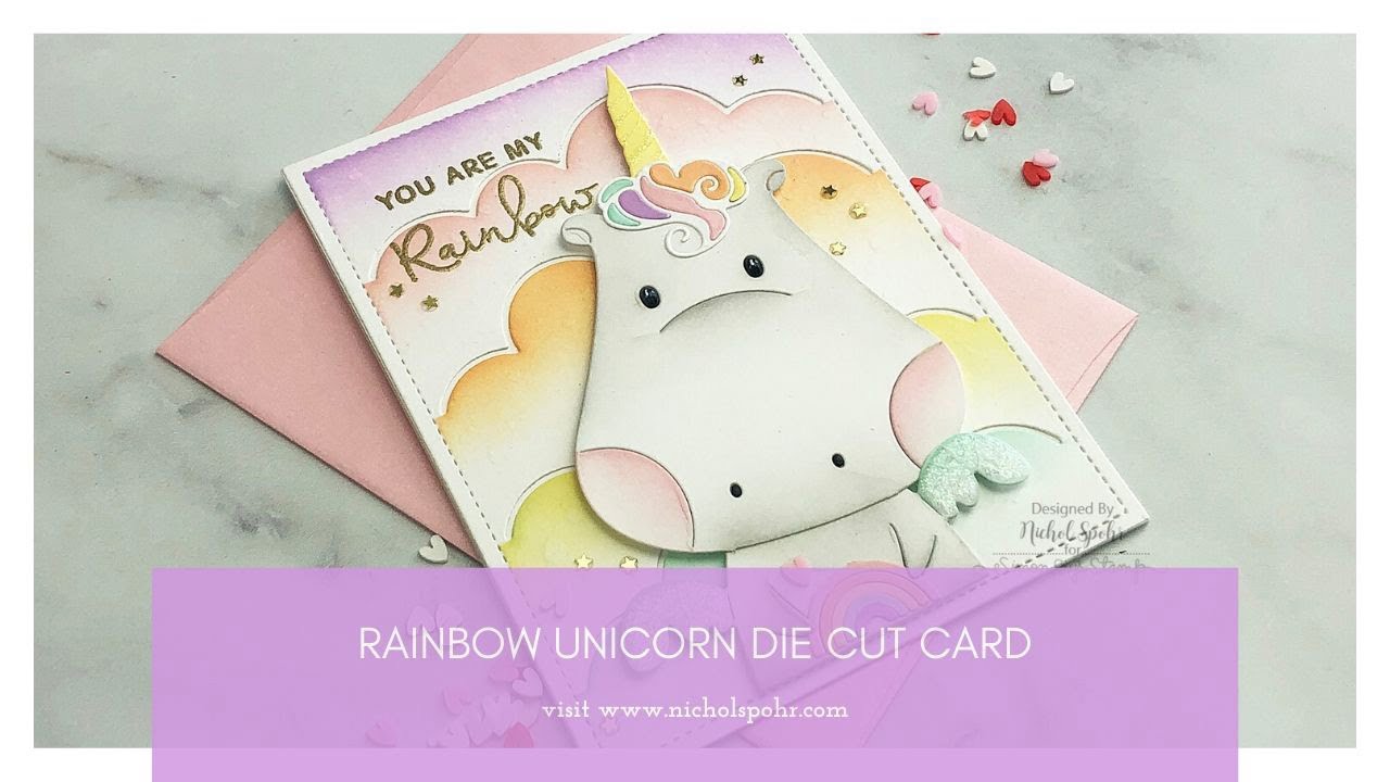 Rainbow Unicorn Die Cut Card (Waffle Flower)