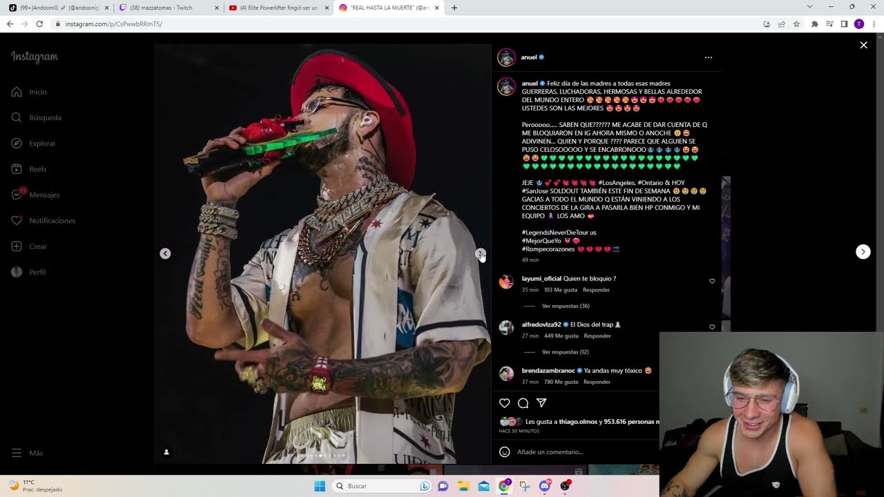 MAZZA Reacciona a la EPICA TRANSFORMACION de ANUEL en su IG