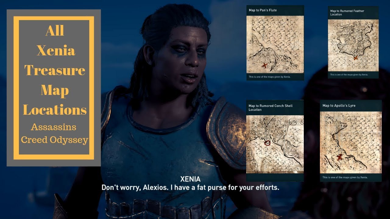 Assasssins Creed Odyssey| All Xenia's Treasure map Locations| Throw the Dice Quest
