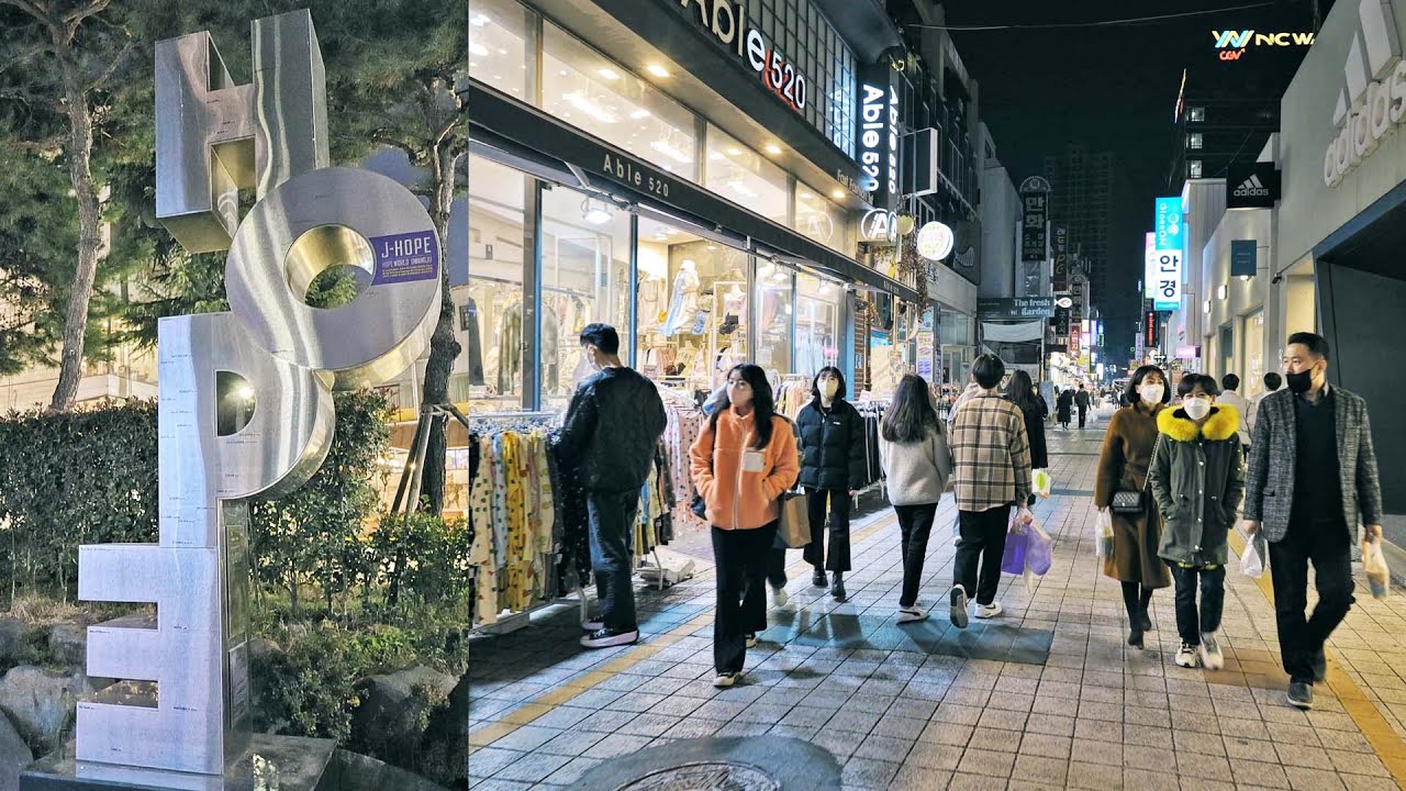 [4K] Gwangju Downtown Night Walk - BTS J-HOPE's Hometown Chungjangro |방탄 제이홉 고향, 광주 충장로 야경+케이팝 스타의거리