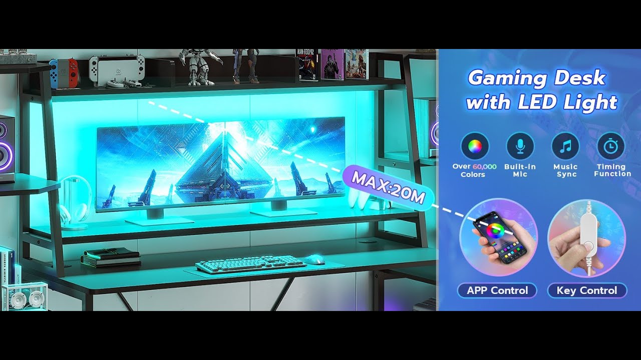 How to Install | SEDETA 78.8 Inch Gaming Desk with LED Lights Hutch Storage Shelves
