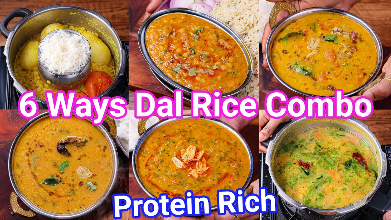 6 Ways Dal Rice Combo Recipes - Dhaba Style Dal Rice Recipes | Protein Rich Lentil Curries