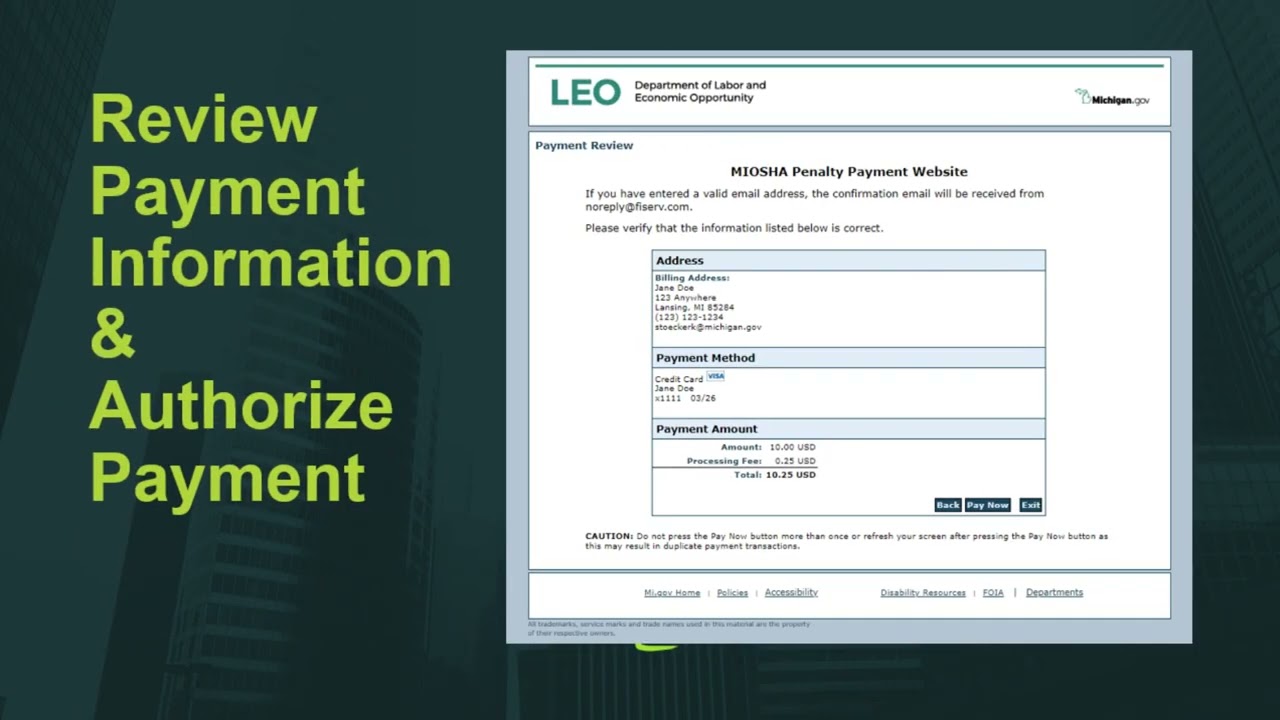 MIOSHA Online Penalty Payment instruction video