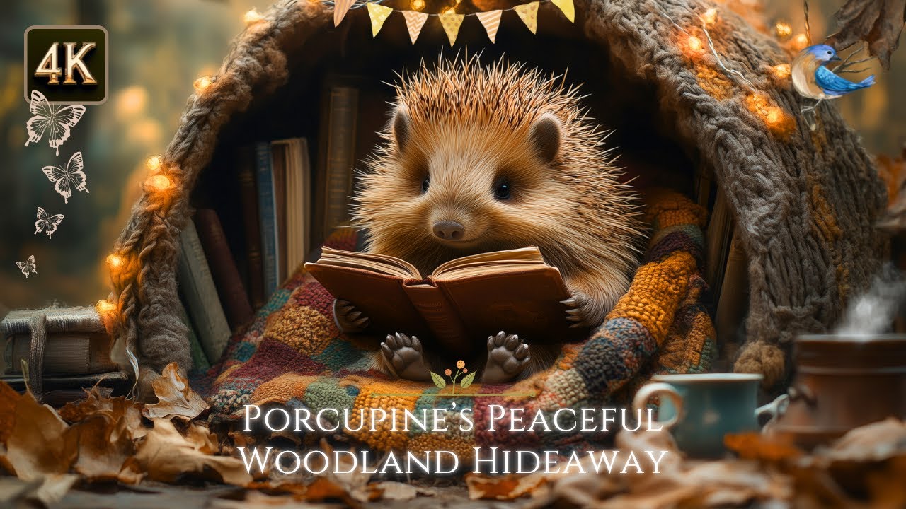 Cozy Up with a Reading Porcupine | Gentle Forest Ambience for Sleep, Study, and Relaxation