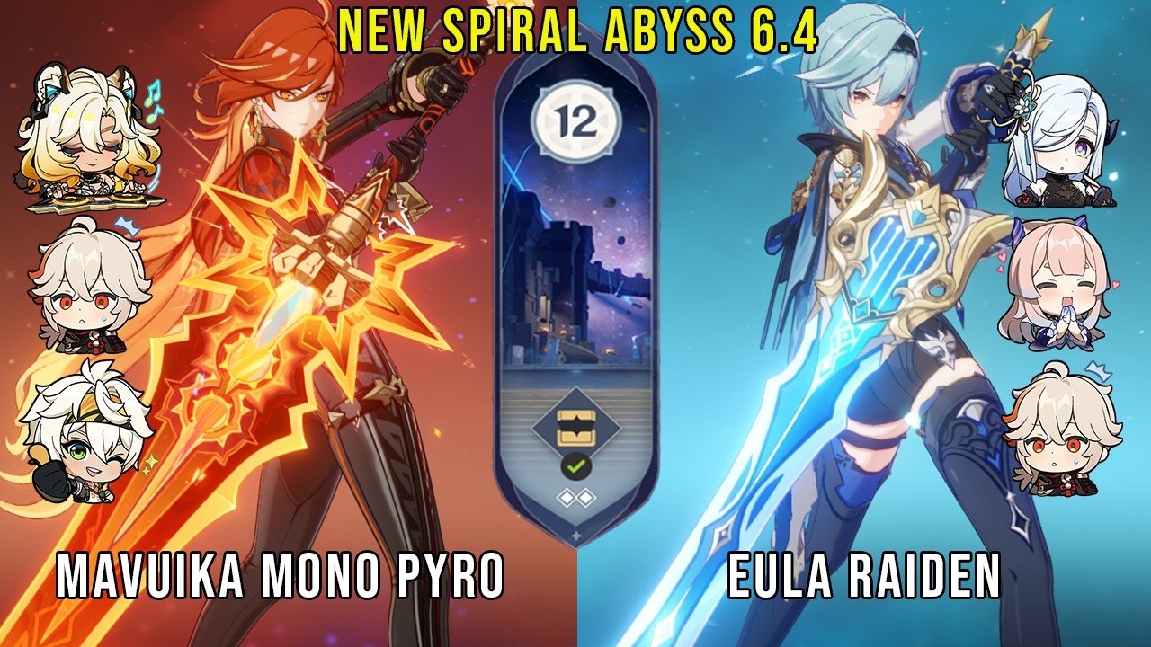 C0 Mavuika Mono Pyro and C1 Eula Raiden | Genshin Impact Abyss 6.4 Floor 12 9 Stars