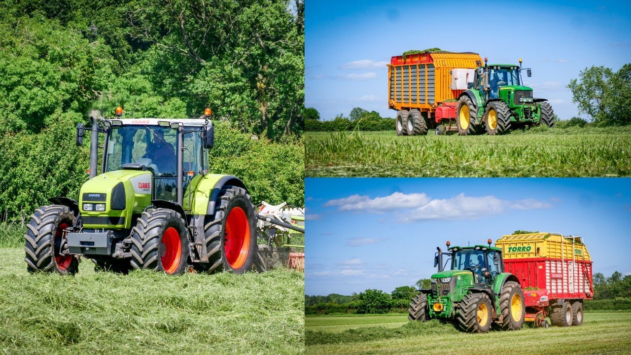 John Deere 6195M & Pottinger Torro 4500 & John Deere 6930 & Veennhuis Combo 2000 Picking Silage Up