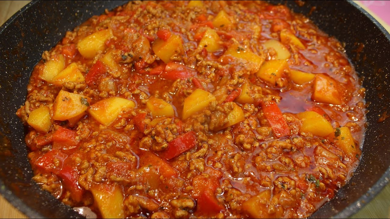 Фермерская кастрюля с фаршем, быстрый и вкусный рецепт, фермерская кастрюля из минимума ингредиентов
