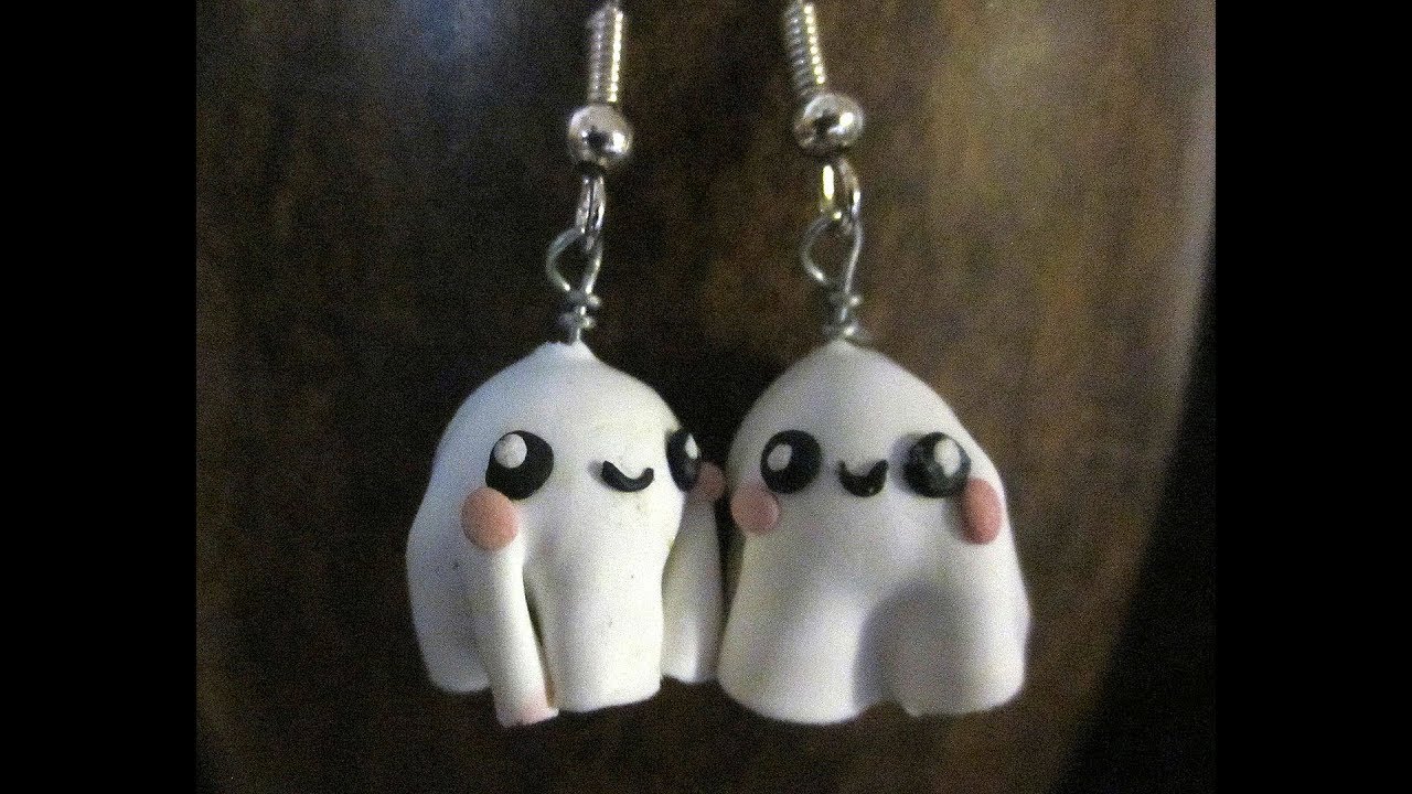 124 Clay with me Sunday - let's make some kawaii ghost ear rings/charms