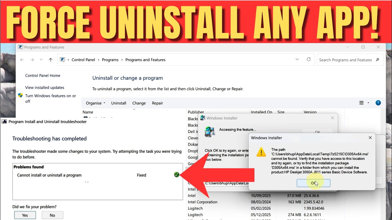 How to Force Uninstall Programs That Won't Delete on Windows