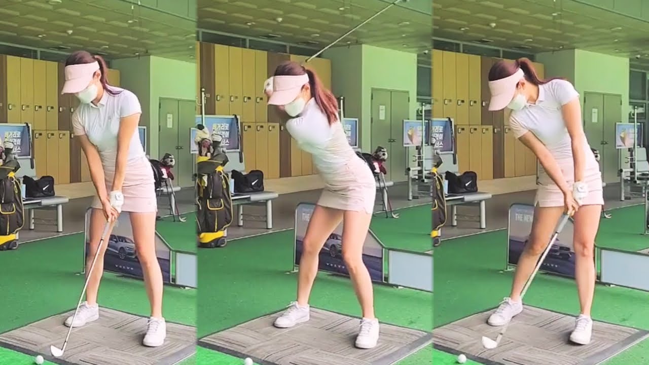 골프초보 골린이분들이 꼭 봐야할 영상! 하체리드의 교과서! KLPGA 프로 이루나 미녀골퍼의 하체턴 골프스윙 정석 보시죠!