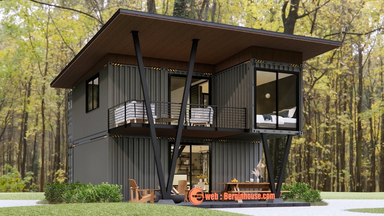Shipping Container House | The 2-storey container house is spacious and has a beautiful balcony