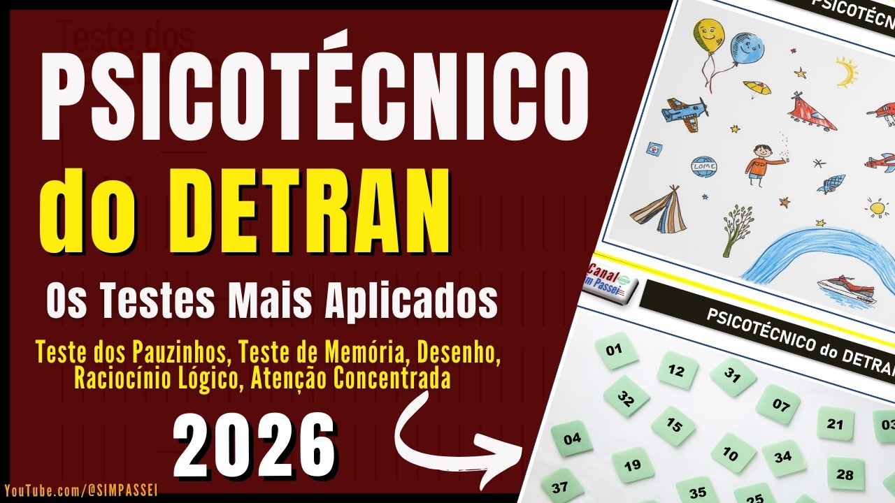 PSICOTECNICO do DETRAN 2026. AVALIAÇÃO PSICOLÓGICA DETRAN 2026. Teste de atenção. Exame psicológico.