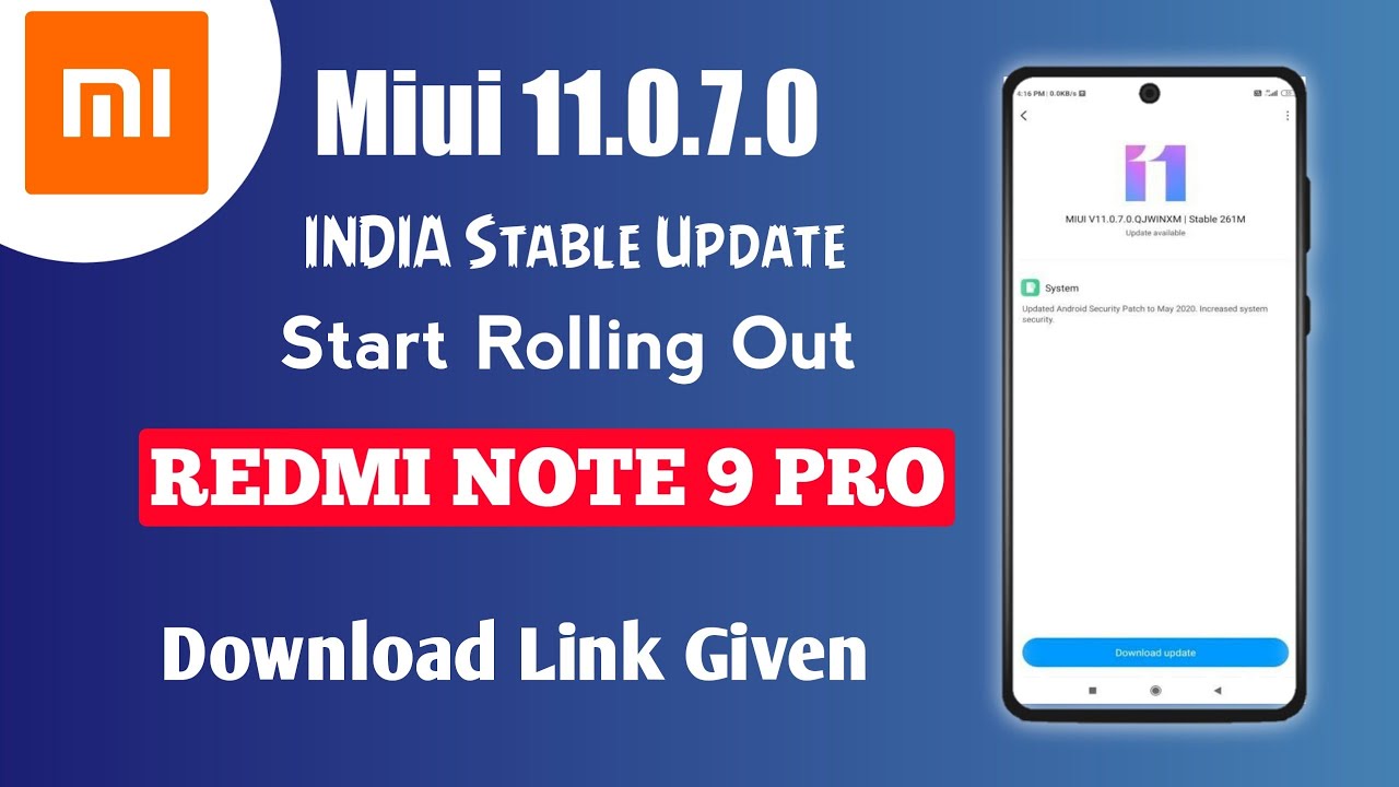 REDMI NOTE 9 PRO MIUI 11.0.7.0 NEW STABLE UPDATE START ROLLING OUT | MIUI 11.0.7.0 REDMI NOTE 9 PRO