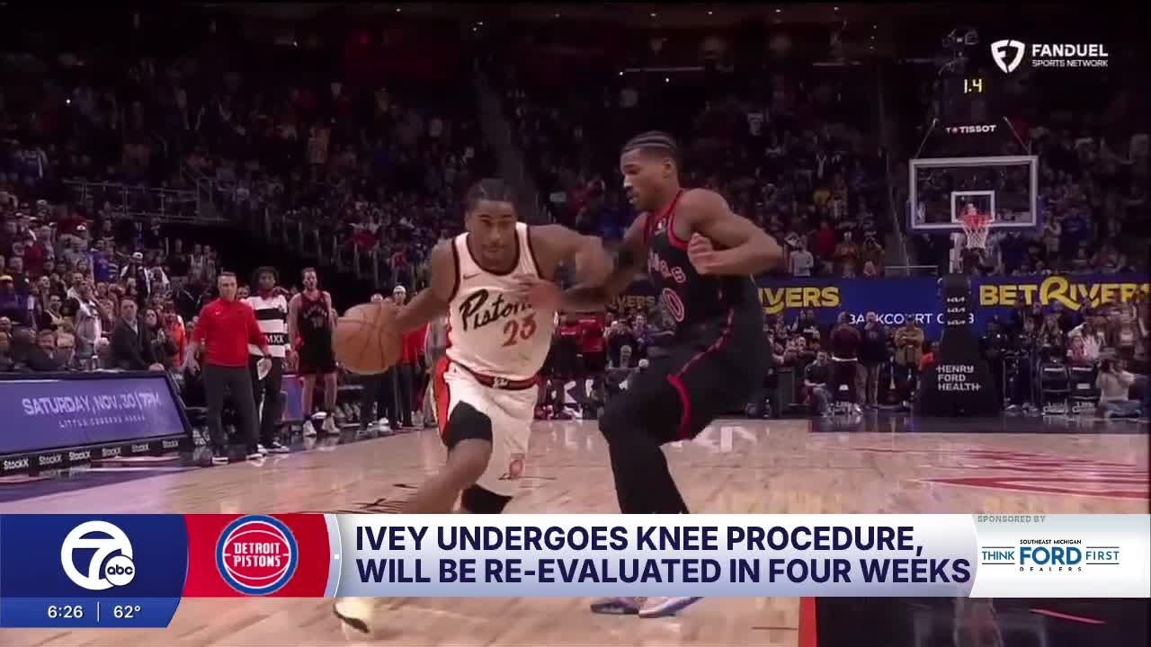 Pistons guard Jaden Ivey undergoes knee procedure, will be re-evaluated in four weeks