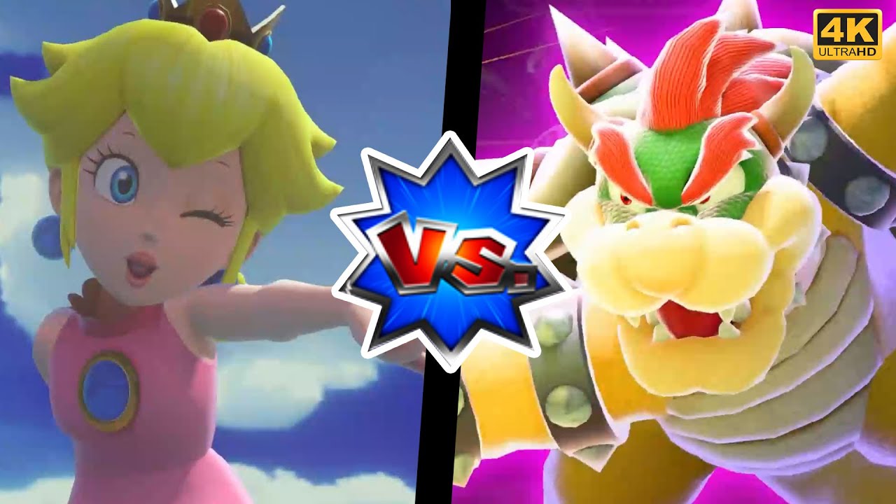 Mario Tennis: Ultra Smash Mega Battle gameplay Team Peach Roslaina Vs Team Bowser Bowser Jr. | 4K