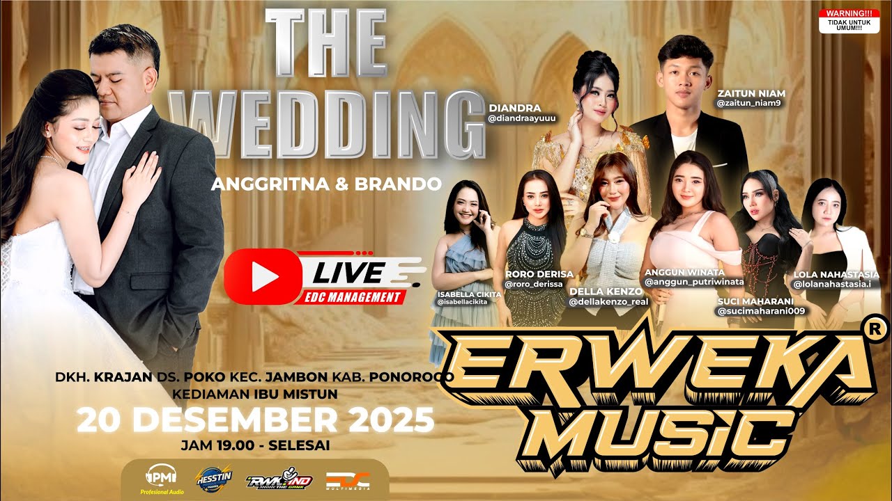 🔴LIVE ERWEKA MUSIC DALAM RANGKA WEDDING ANGGRITNA & BRANDO || KRAJAN - POKO - JAMBON - PONOROGO