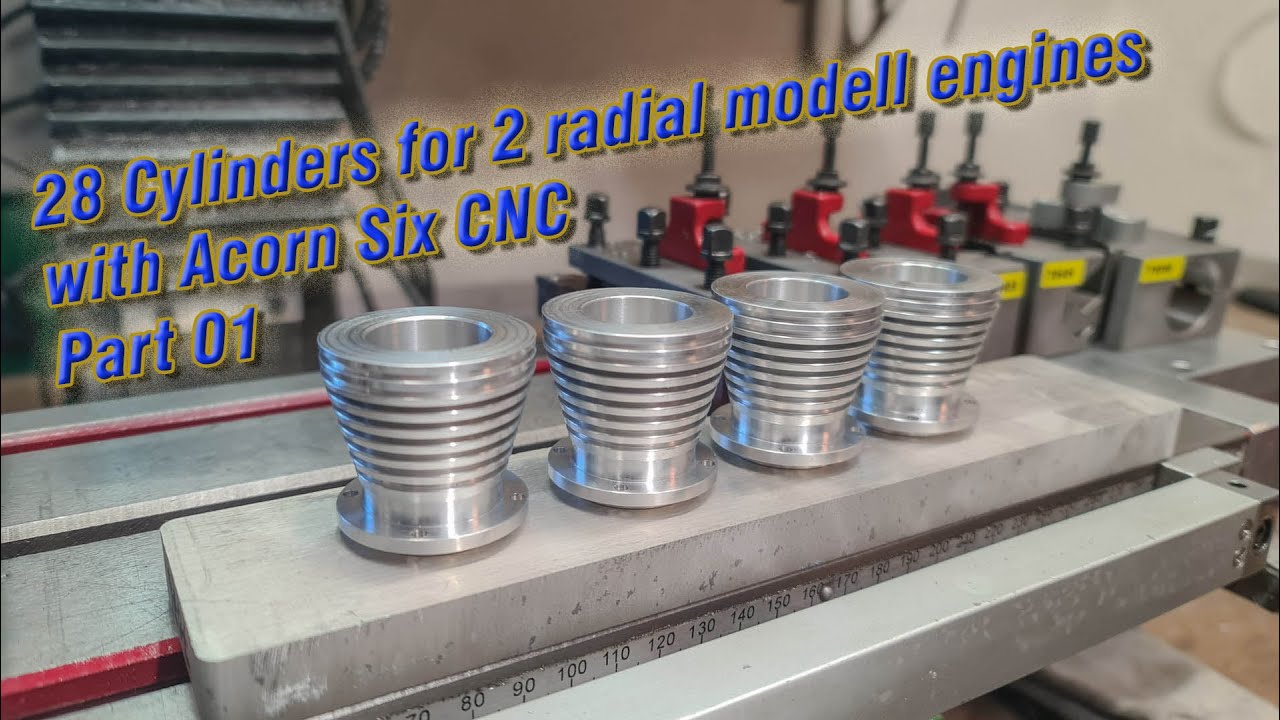 Cylinders for a radial model engine with DIY Acorn Six CNC