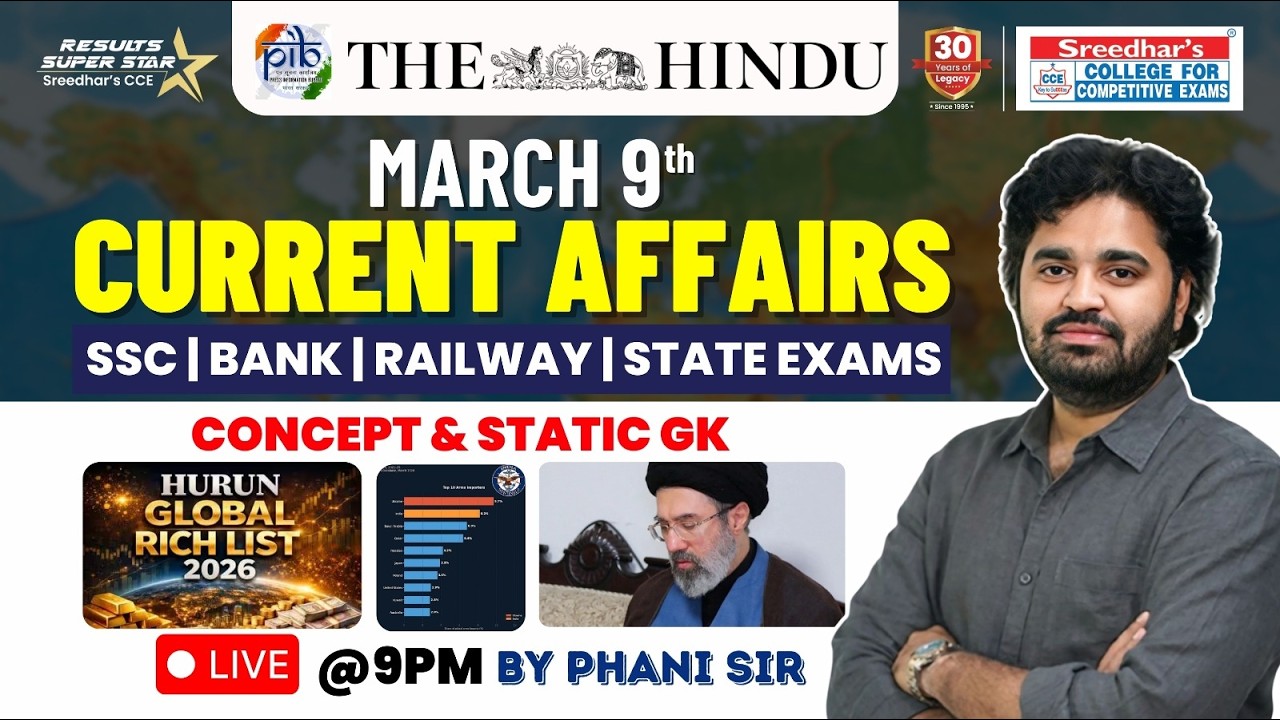 🔴Live | Daily Current Affairs in Telugu | March 9 & 10th | Latest & Important News | PHANI SIR