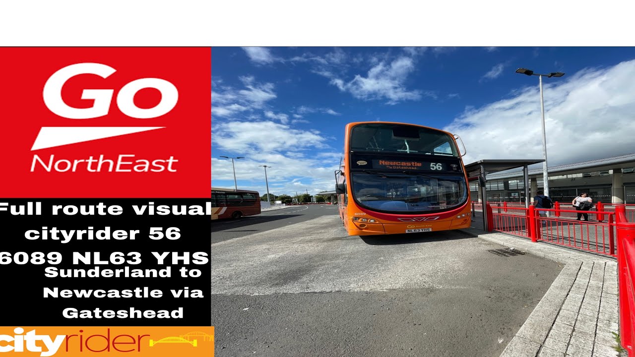 Full,route visual 56 cityrider go north east Sunderland to Newcastle