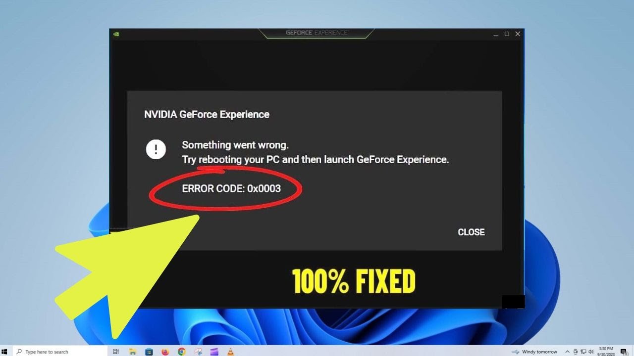 How To Fix GeForce Experience Error Code 0x0003