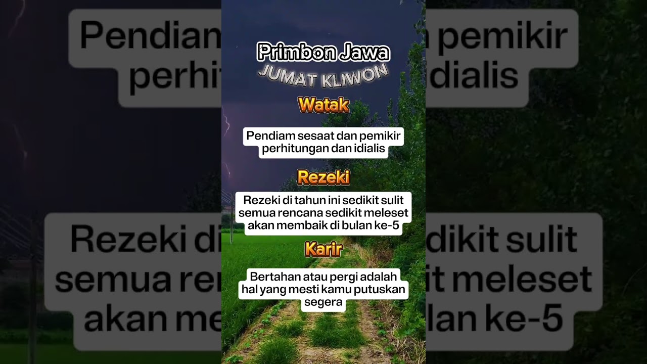 Primbon jawa weton jumat kliwon watak rezeki dan karir #primbonjawalengkap #primbonjawa #primbon