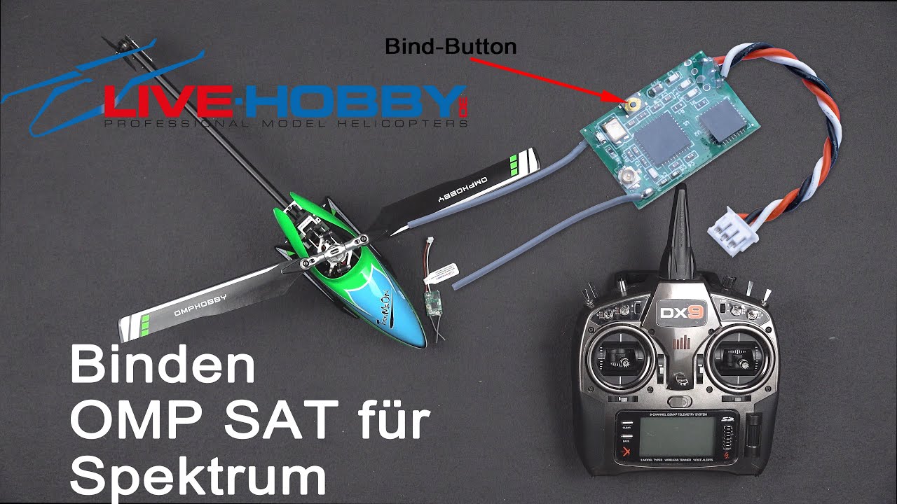Binden des Spektrum kompatiblen OMPHOBBY SAT f&uuml;r Microhelis