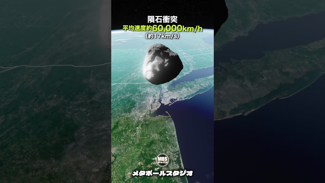 隕石が猛スピードで衝突する瞬間