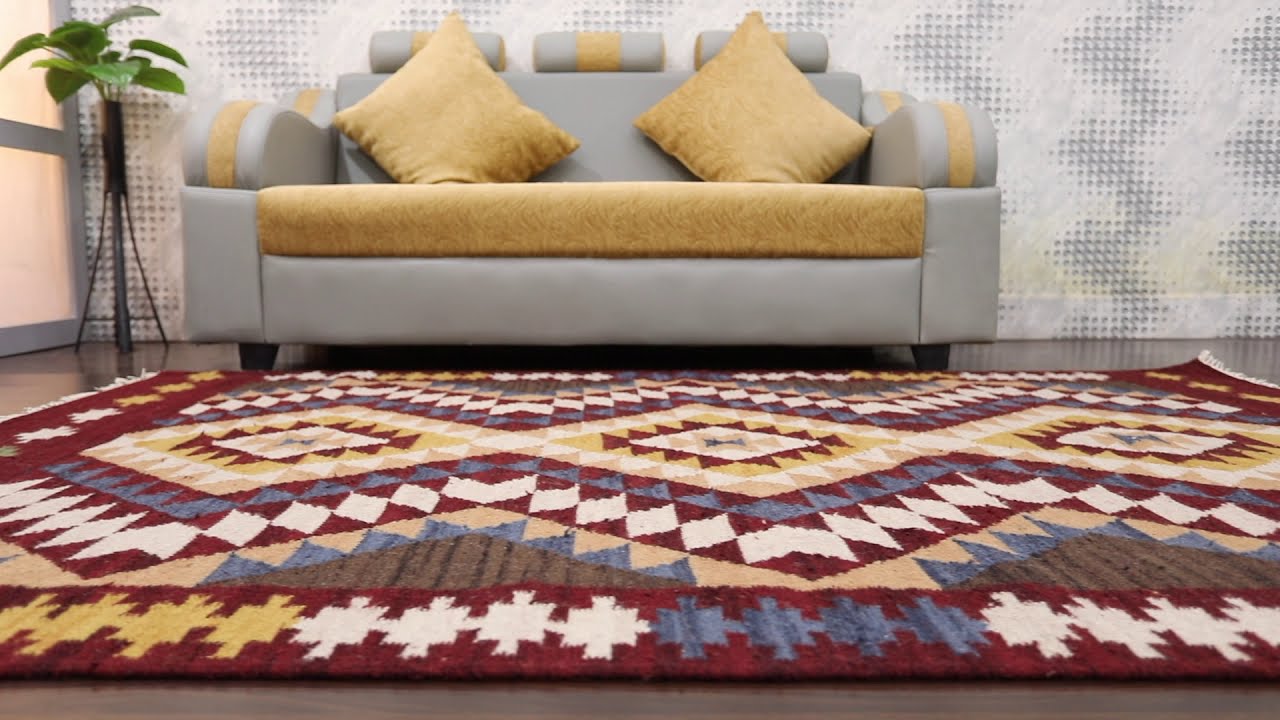 Hand Woven Flat Weave Kilim Wool Area Rug
